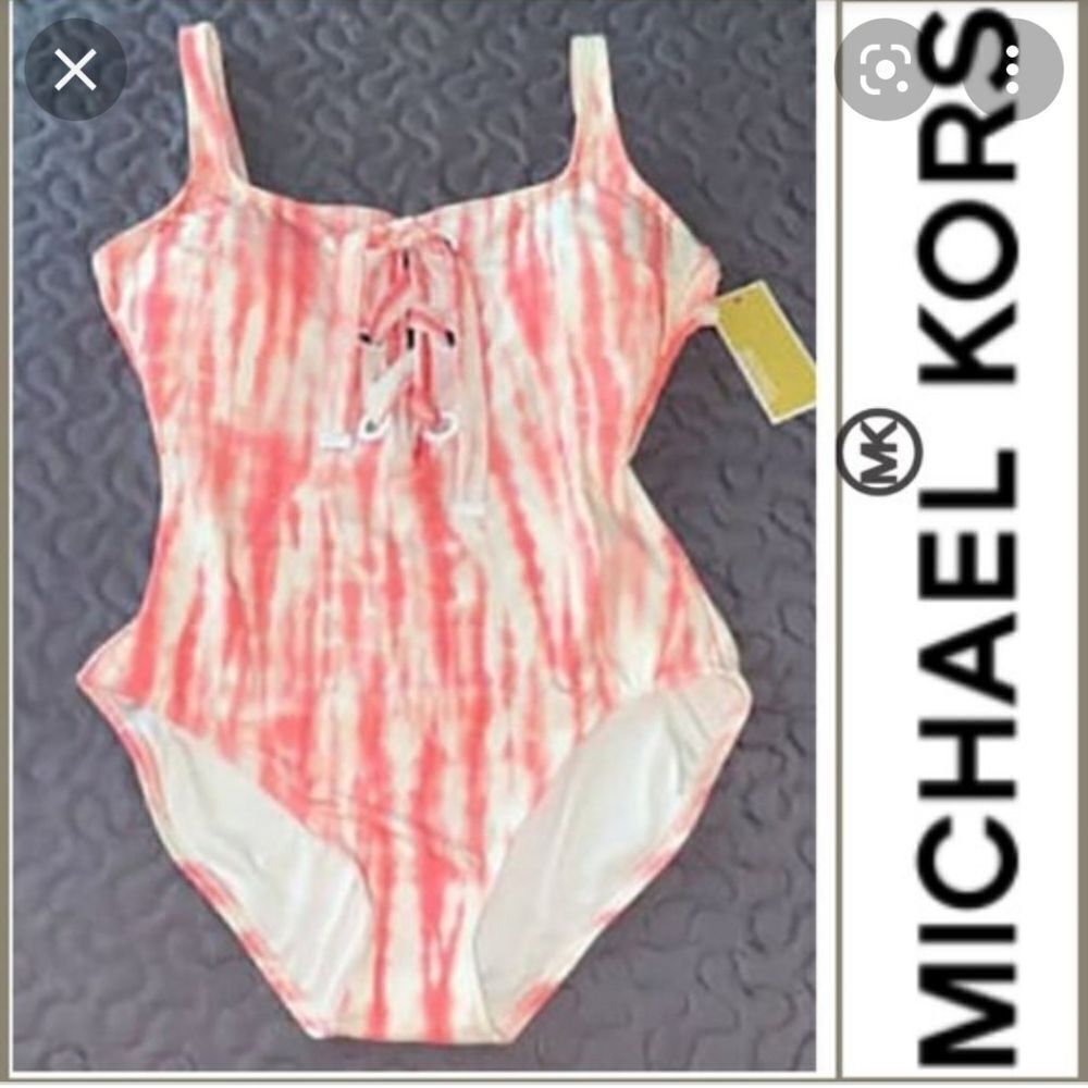 MICHAEL KORS SZ 6 Tie-Dyed lace front one piece swimsuit